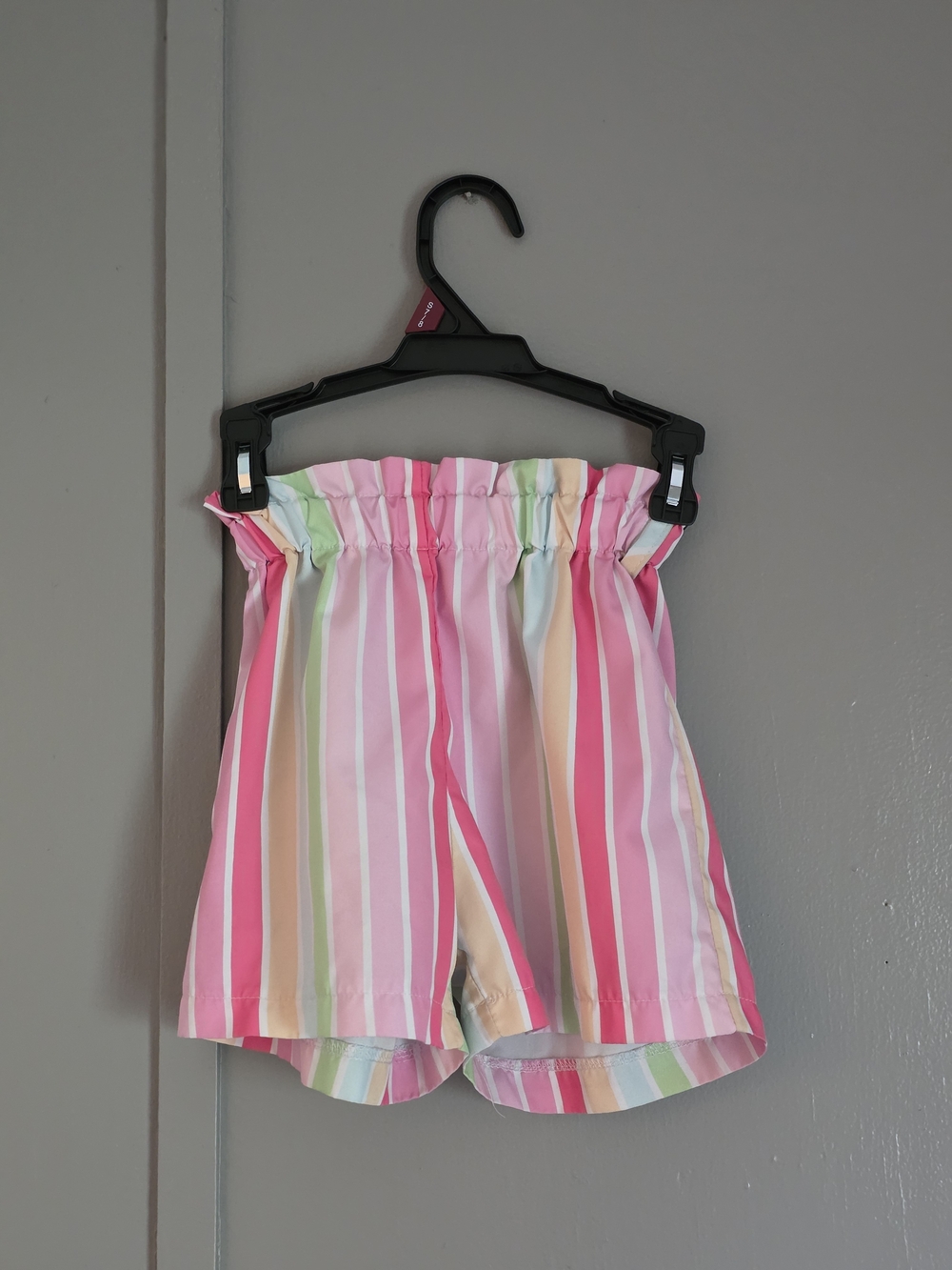 SHEIN Pastel Stripe Paperbag Waist Shorts
